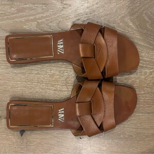 Zara Women's Tan Leather Sandals